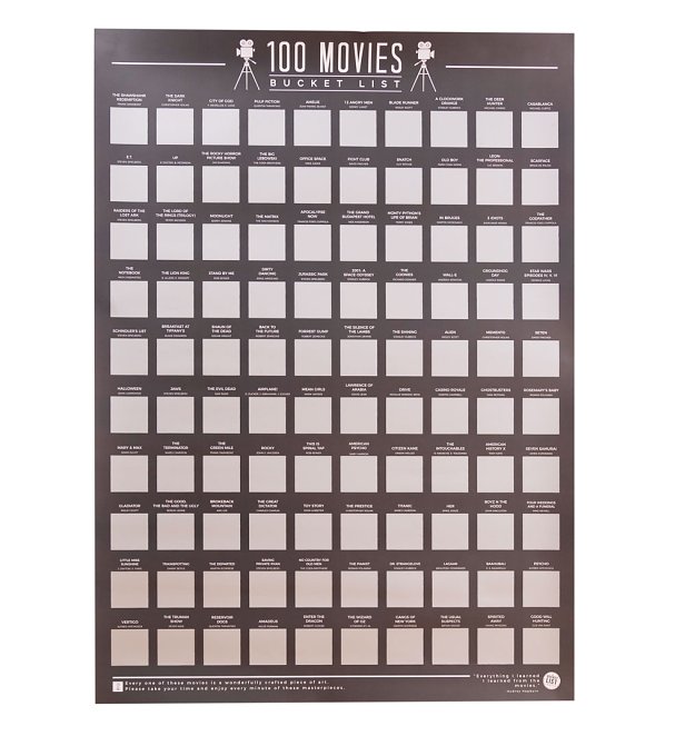 100 Movies Bucket List Scratch Poster