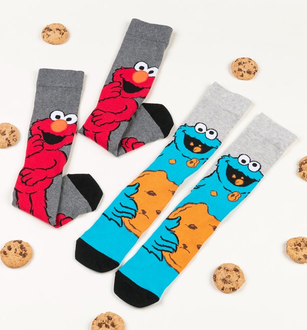 2pk Cookie Monster and Elmo Sesame Street Socks 2pk Cookie Monster and Elmo Sesame Street Socks