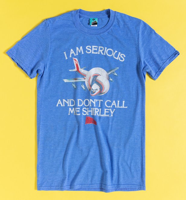 Airplane Movie Slogan Blue Marl T-Shirt Airplane Movie Slogan Blue Marl T-Shirt