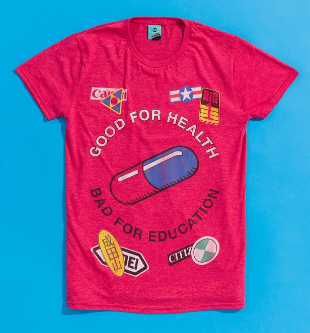 Akira Inspired Good For Health Bad For Education Heather Red T-Shirt