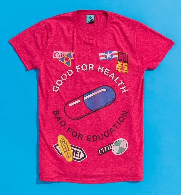Akira Inspired Good For Health Bad For Education Heather Red T-Shirt blogImage100