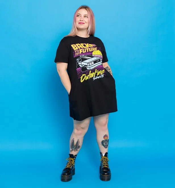 Back To The Future Outatime Since '85 Black T-Shirt Dress