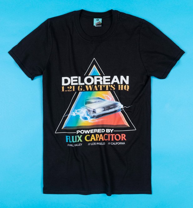 Back To The Future Retro Delorean Black T-Shirt Back To The Future Retro Delorean Black T-Shirt