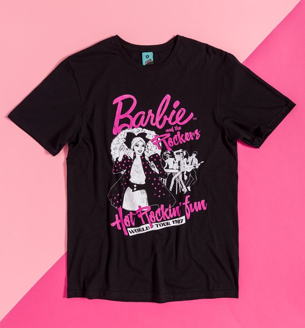Barbie And The Rockers World Tour Black T-Shirt with Back Print