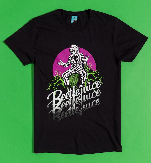 Beetlejuice Beetlejuice Beetlejuice Glow In The Dark Black T-Shirt