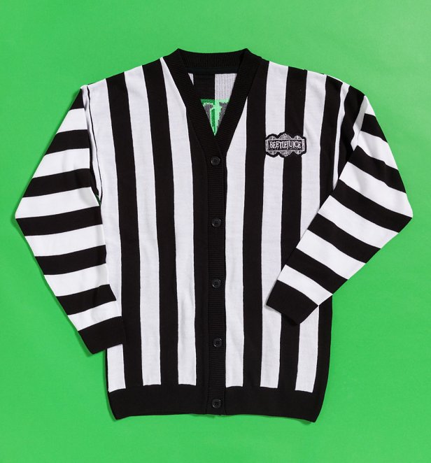 Beetlejuice Black and White Stripe Oversized Cardigan