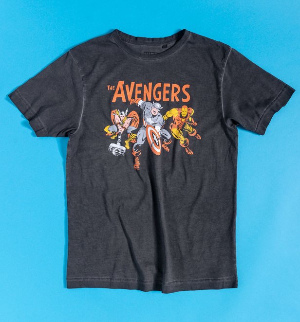 Marvel Avengers Vintage Wash Black T-Shirt Marvel Avengers Vintage Wash Black T-Shirt