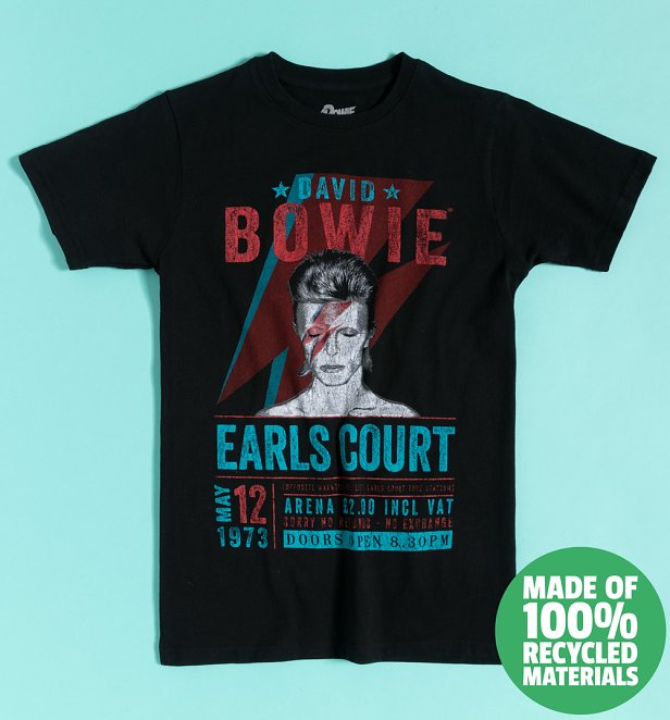 David Bowie Earls Court '73 Recycled Black T-Shirt David Bowie Earls Court '73 Recycled Black T-Shirt