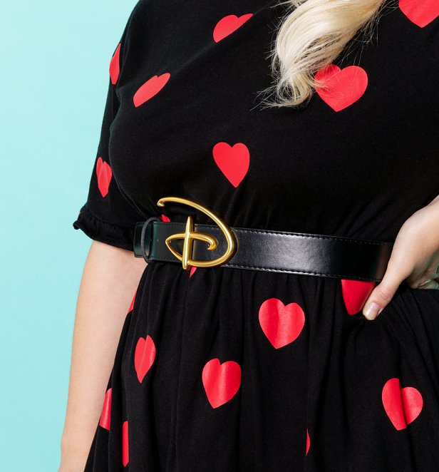 Black Disney Belt With Gold D Signature Buckle Black Disney Belt With Gold D Signature Buckle