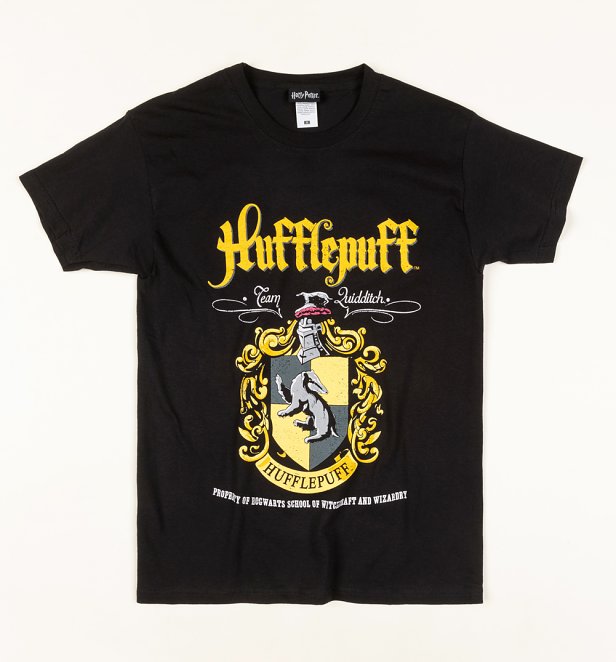 Harry Potter Hufflepuff Crest Black T-Shirt