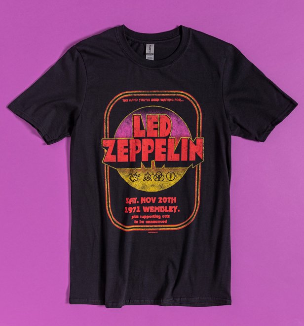 Led Zeppelin 1971 Wembley Black Tour T-Shirt