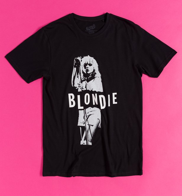Blondie Mic Stand Black Fitted T-Shirt