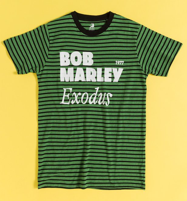 Bob Marley Exodus '77 Green and Black Striped T-Shirt