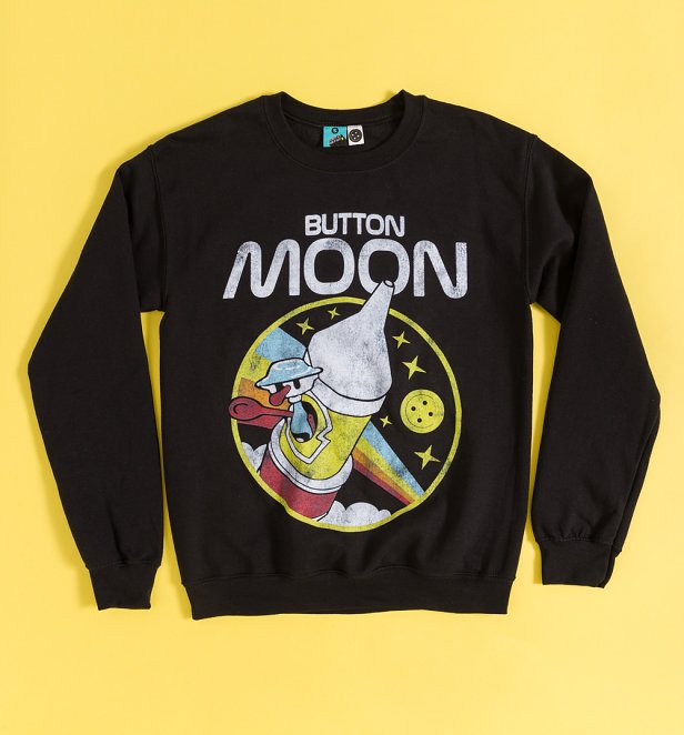Button Moon Spaceship Black Sweater