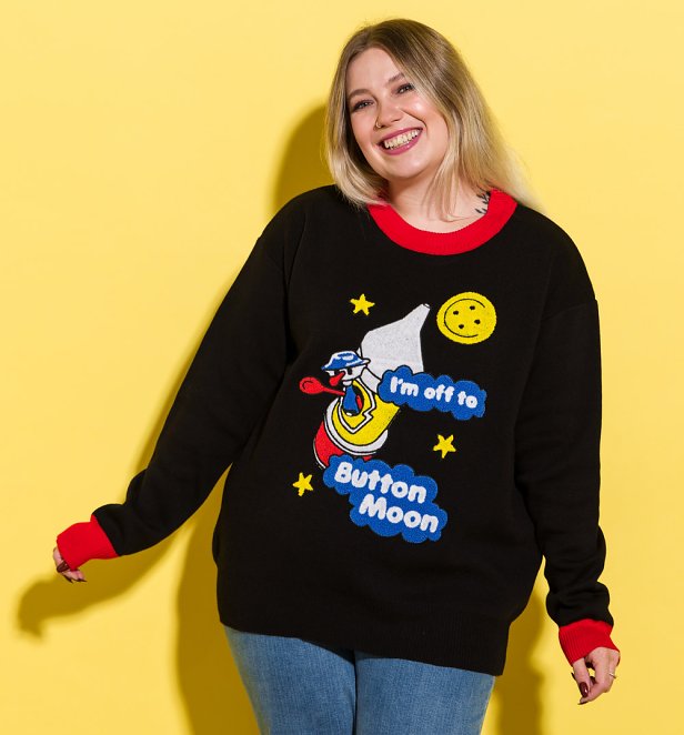 Button Moon Toweling Applique Knitted Jumper