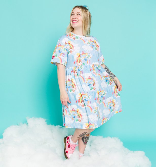Care Bears Cloud Scene Blue Smock Dress Care Bears Cloud Scene Blue Smock Dress
