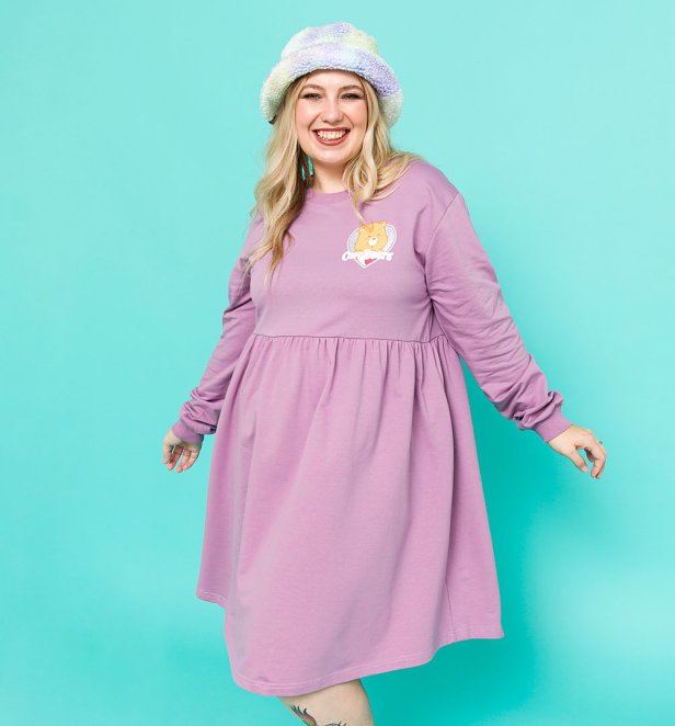 Care Bears Glitter Heart Violet Sweater Smock Dress