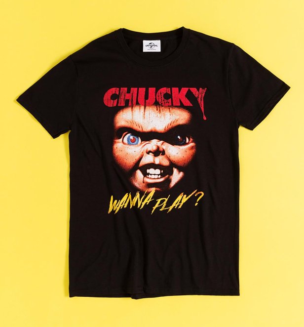 Child's Play Chucky Wanna Play Black T-Shirt