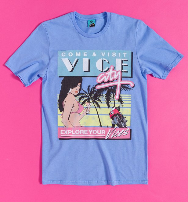 Come And Visit Vice City Blue T-Shirt