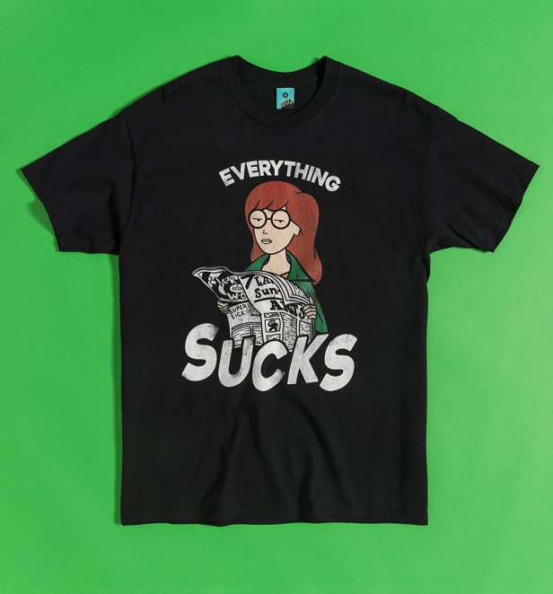 AWAITING APPROVAL Daria Everything Sucks Black T-Shirt