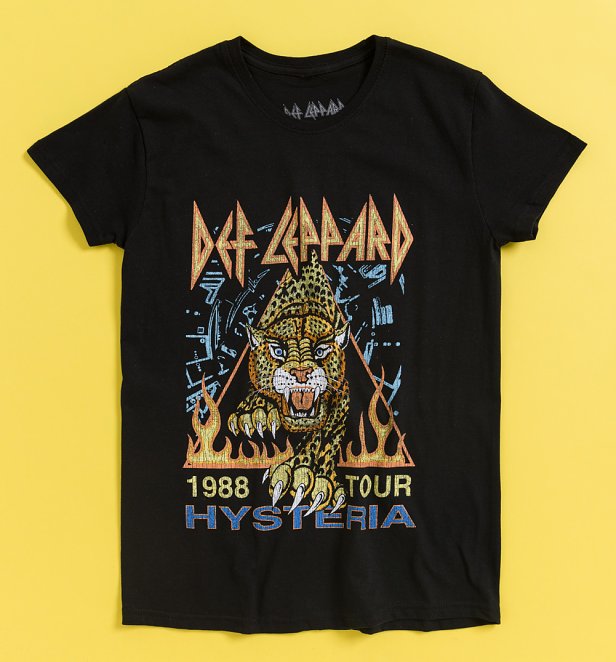 Def Leppard Hysteria '88 Tour Black T-Shirt with Back Print Def Leppard Hysteria '88 Tour Black T-Shirt with Back Print