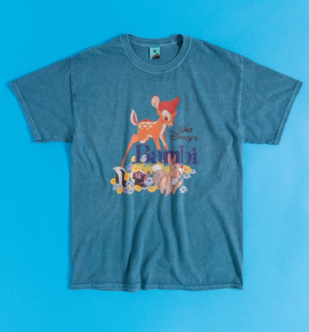 Disney 100 Bambi Vintage Wash Blue T-Shirt