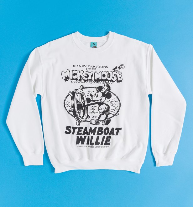 Disney Mickey Mouse Steamboat Willie White Sweater