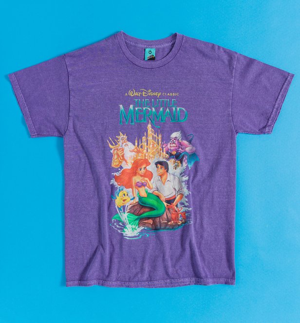 Disney 100 The Little Mermaid Vintage Wash Purple T-Shirt