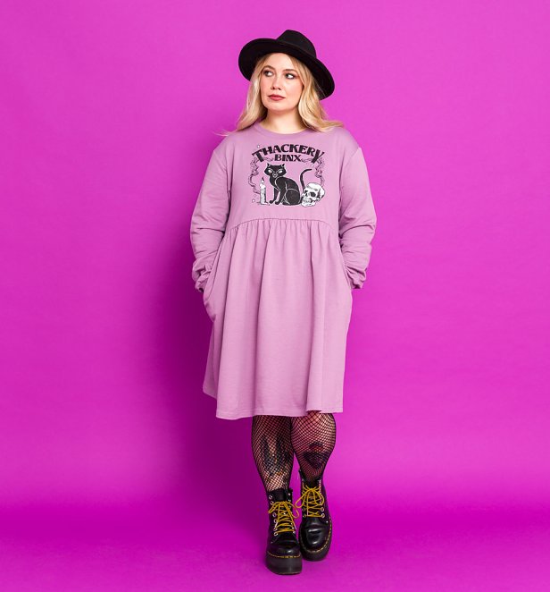 Disney Hocus Pocus Thackery Binx Violet Sweater Smock Dress