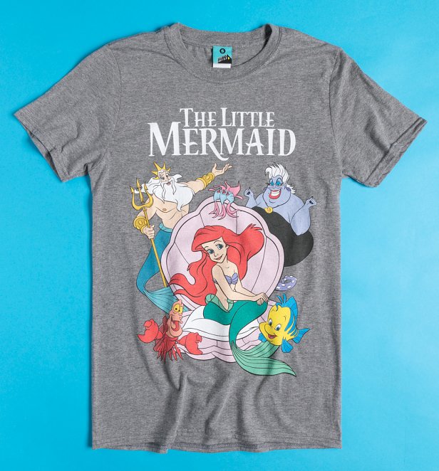 Disney The Little Mermaid 90s Grey Marl T-Shirt Disney The Little Mermaid 90s Grey Marl T-Shirt