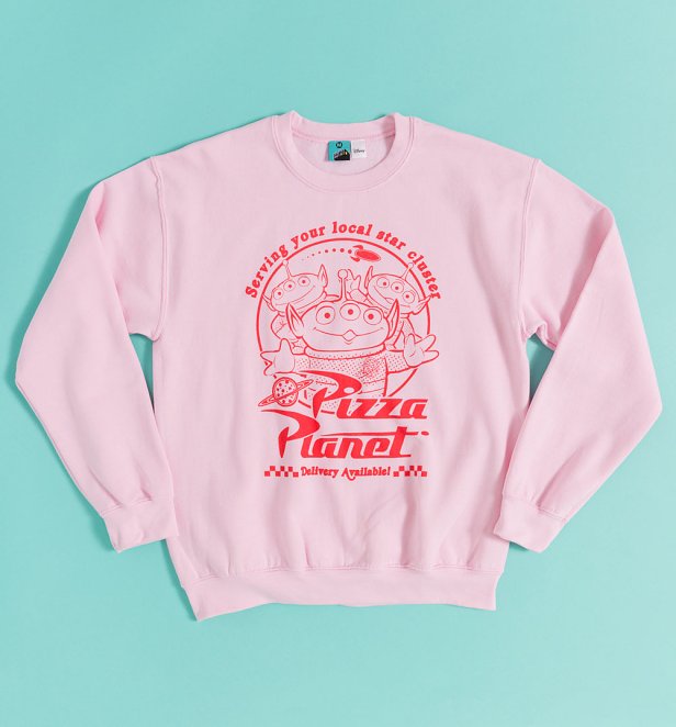 Disney Toy Story Pizza Planet Aliens Pink Sweater