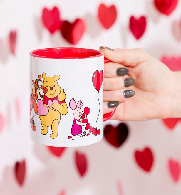 Disney Winnie The Pooh Hearts Red Handle Mug