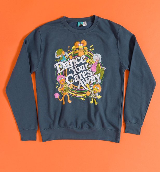 Fraggle Rock Dance Your Cares Away Swirl Blue Sweater