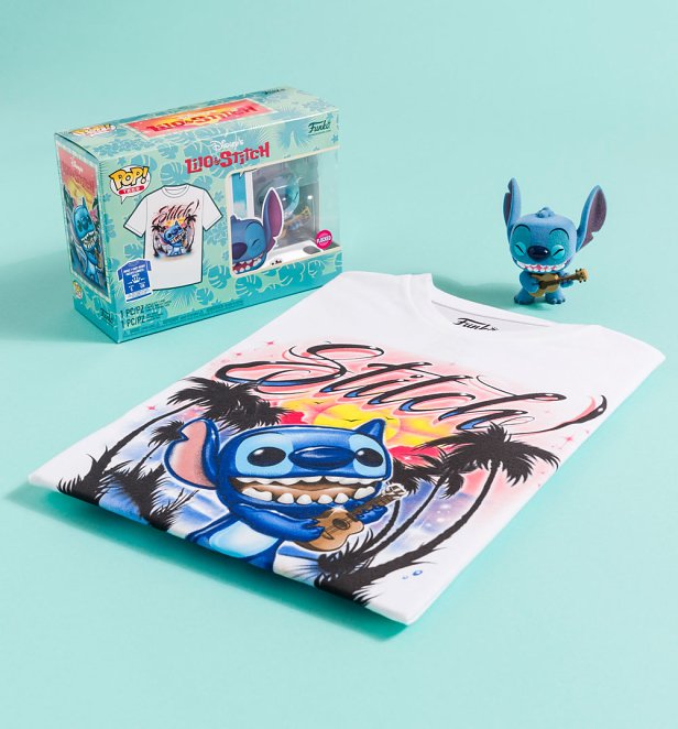 Funko Disney Lilo And Stitch Stitch With Ukulele POP! and Tee