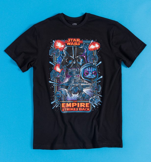 Funko Star Wars Empire Strikes Back Poster Black T-Shirt Funko Star Wars Empire Strikes Back Poster Black T-Shirt