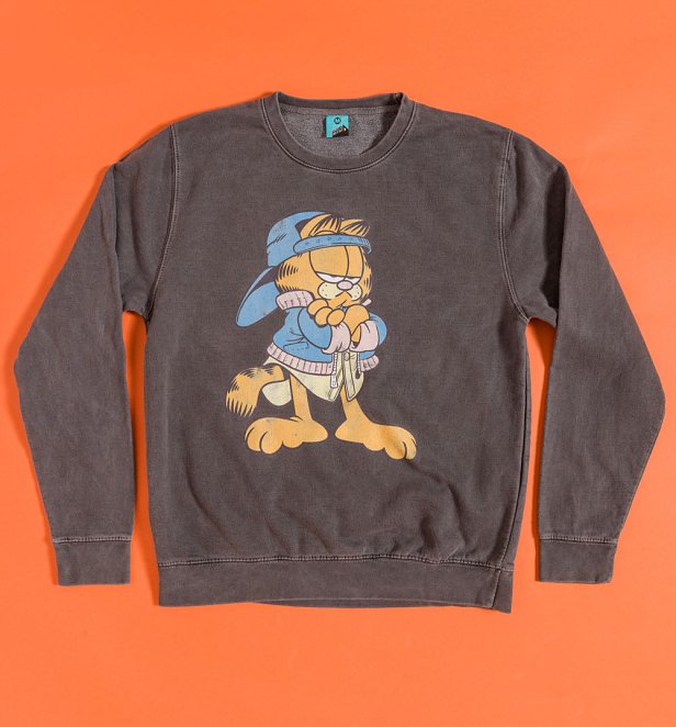 Garfield Nineties Vintage Wash Charcoal Sweater Garfield Nineties Vintage Wash Charcoal Sweater