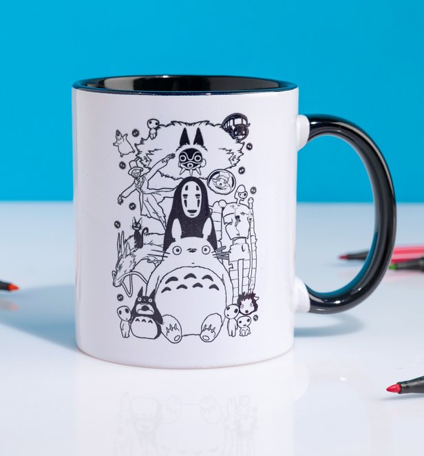 "Ghibli Gang"-Kaffeetasse mit schwarzem Henkel - Studio Ghibli