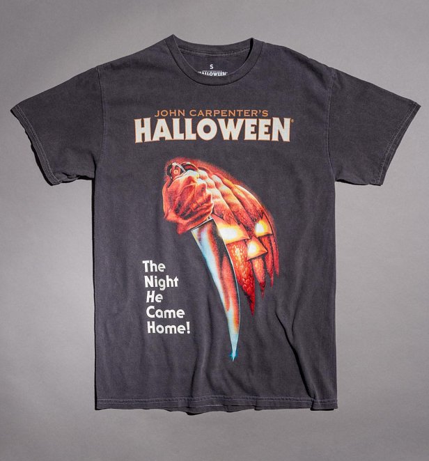 Halloween Movie Poster Vintage Wash Charcoal T-Shirt