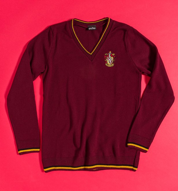 Harry Potter Gryffindor House Burgundy V-Neck Knitted Jumper