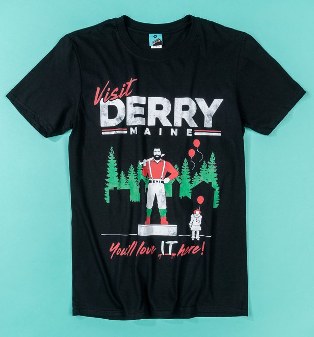 IT Inspired Visit Derry Maine Black T-Shirt