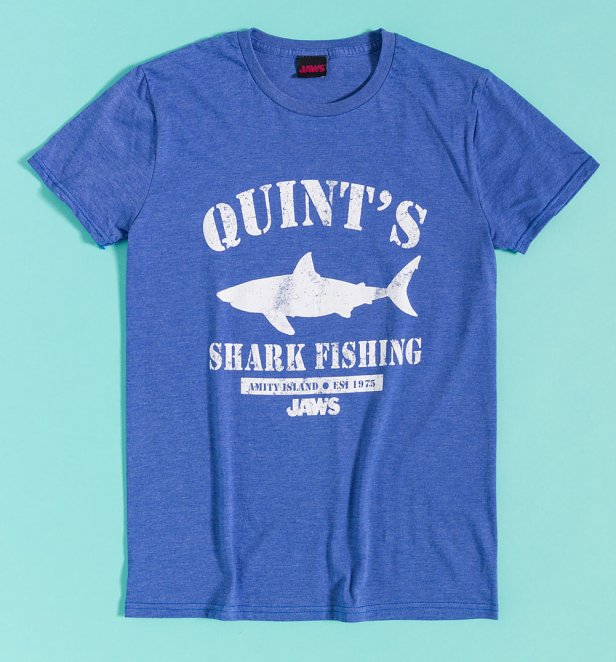 Jaws Quint's Shark Fishing Blue T-Shirt Jaws Quint's Shark Fishing Blue T-Shirt