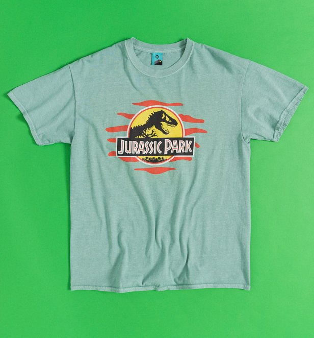 Jurassic Park Jeep Logo Vintage Wash Green T-Shirt