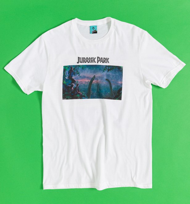 Jurassic Park Movie Collage White T-Shirt Jurassic Park Movie Collage White T-Shirt