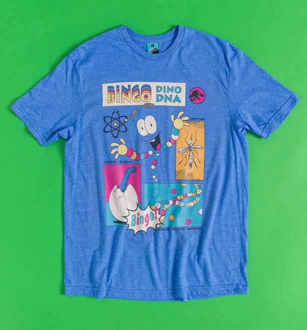 Jurassic Park Mr Dna Blue Marl T-Shirt With Back Print