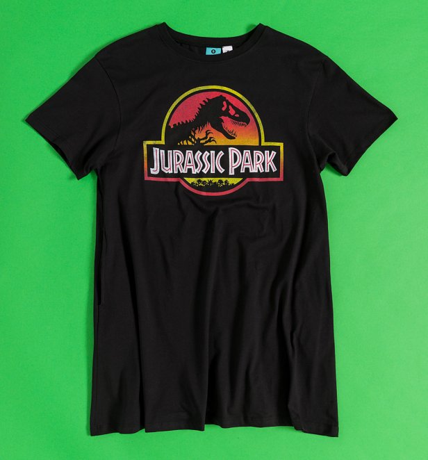 Jurassic Park Sunset Logo Black T-Shirt Dress
