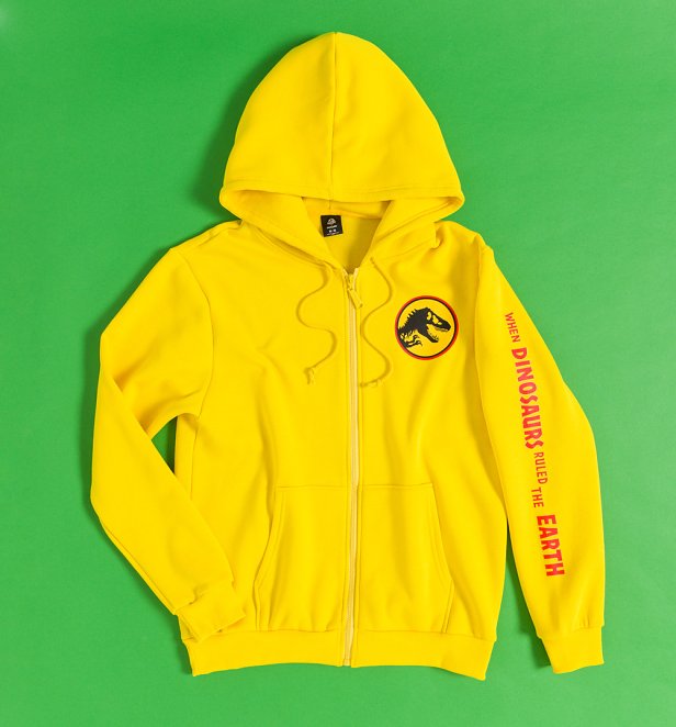 Jurassic Park Yellow Zip-Up Hoodie from Cakeworthy Jurassic Park Yellow Zip-Up Hoodie from Cakeworthy