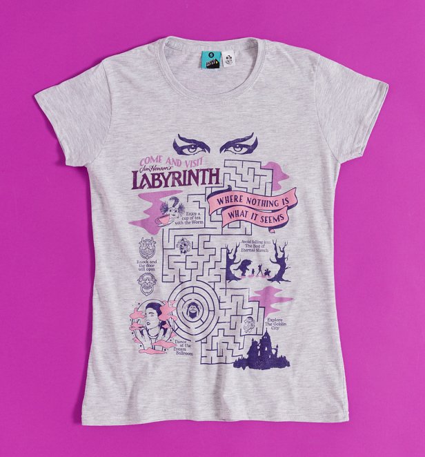 Labyrinth Come And Visit The Labyrinth Grey Marl Fitted T-Shirt