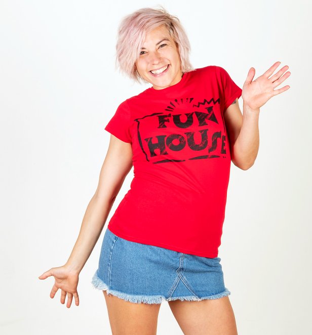 Women's Red Team Fun House Logo Fitted T-Shirt Women's Red Team Fun House Logo Fitted T-Shirt