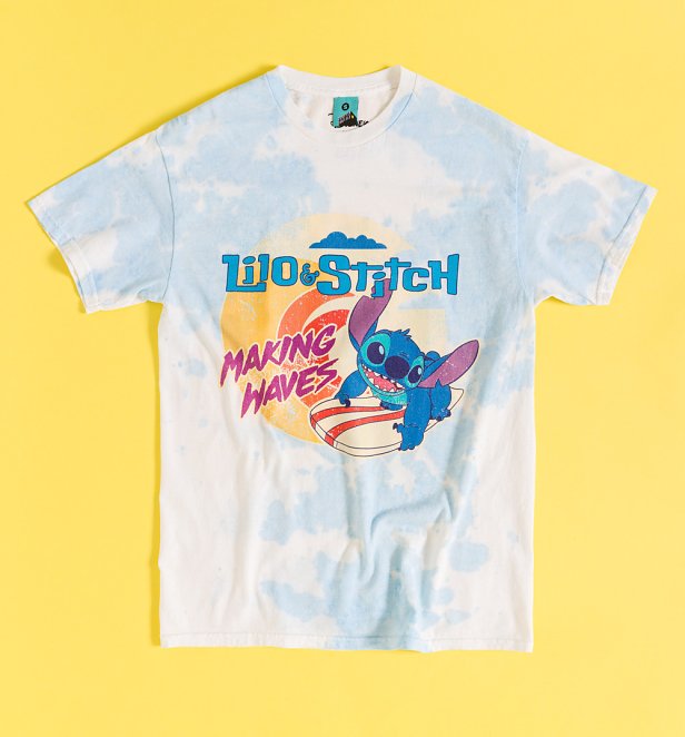 Lilo & Stitch Making Waves Blue Tie-Dye T-Shirt Lilo & Stitch Making Waves Blue Tie-Dye T-Shirt