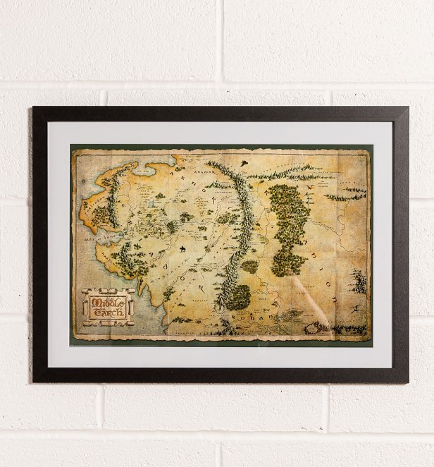 Lord Of The Rings Middle Earth Map Framed Print